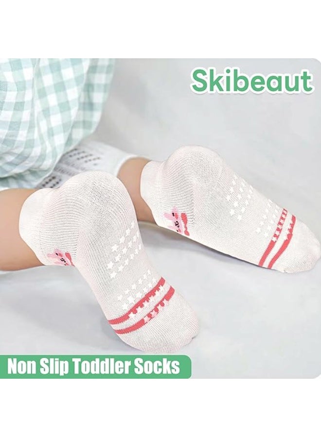 Toddler Socks with Grips, 12 Pairs Kids Non-Slip Grippers Baby Boys Girls House Socks for Age 0-7 - Image 5